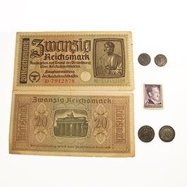 Adolf Hitler: Banknote, Stamp & Two Coins (Album)