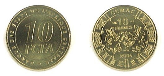 Central African St. Km19(U) 10 Francs (2006)
