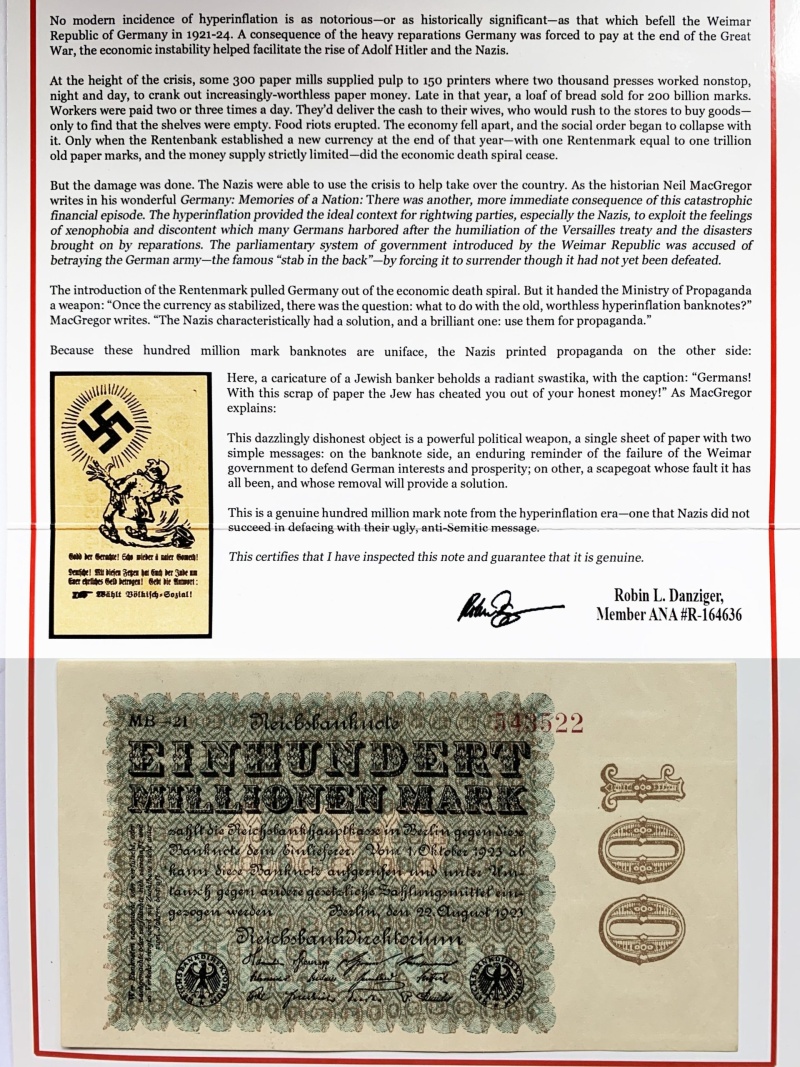 Nazi Propaganda Banknotes (Banknote Card)