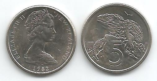 New Zealand Km34(U) 5 Cents