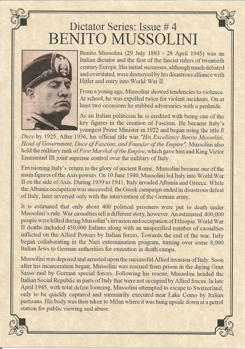 Benito Mussolini: Dictator Of Italy (Album)