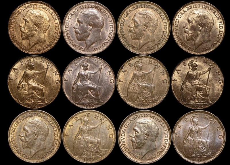 Great Britain, George V (1910-1936), Bronze Farthings (6), A Lot Of (6) Coins