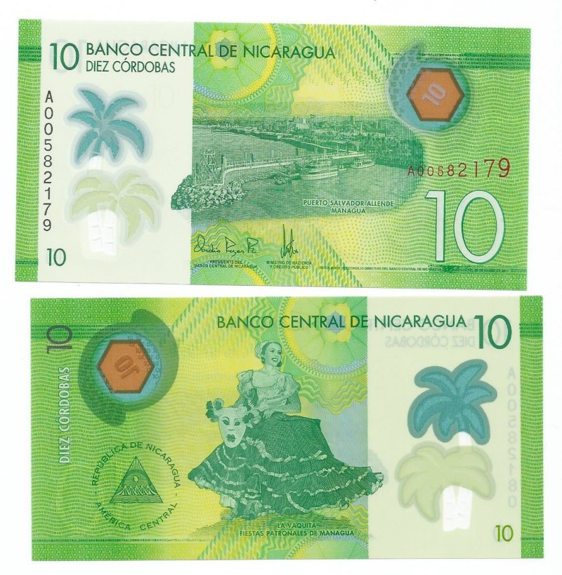 Nicaragua P209(U) 10 Cordobas – Polymer (Plastic)