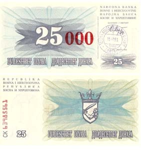 Bosnia-Herzegovina P54b(U) 25,000 Dinara