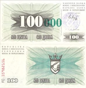 Bosnia-Herzegovina P56a(U) 100,000 Dinara