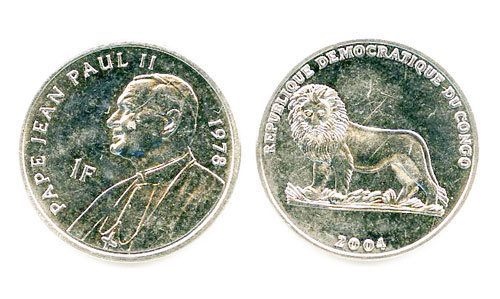 Congo D.R. Km158(U) 1 Franc Pope – 1978