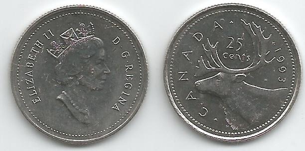 Canada Km184(U) 25 Cents