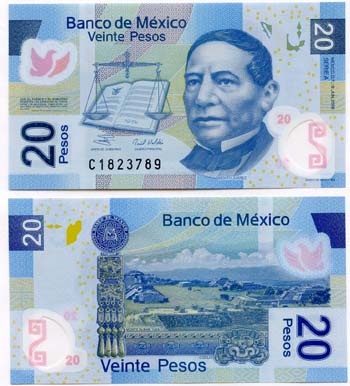 Mexico P122(U) 20 Pesos – Polymer (Plastic)