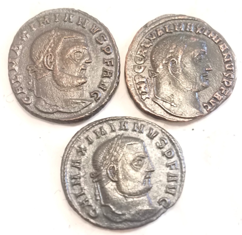 Lot Of 3 Galerius As Augustus Folles Ae1/2 (Xf)