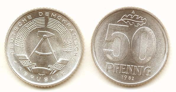 Germany D. R. Km12.2(U) 50 Pfennig