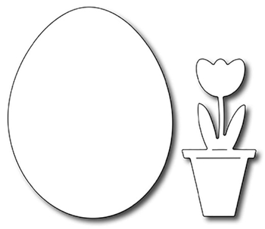 Frantic Stamper Precision Die - Solid Egg (With Bonus Potted Tulip)