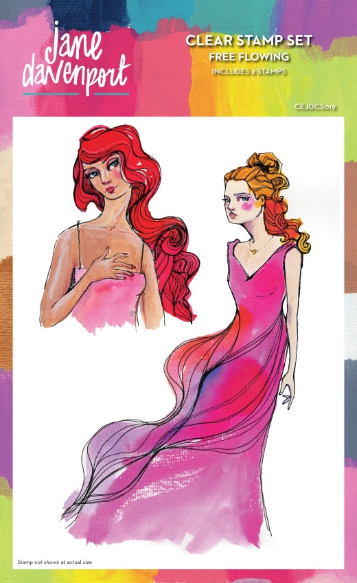 Jane Davenport Free Flowing 6 in x 8 in Clear Stamp Set