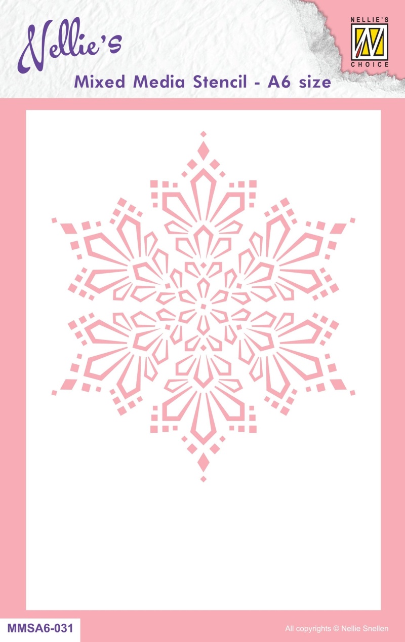 Nellie's Choice Mixed Media Stencil A6 Size - Christmas - Snow Crystal
