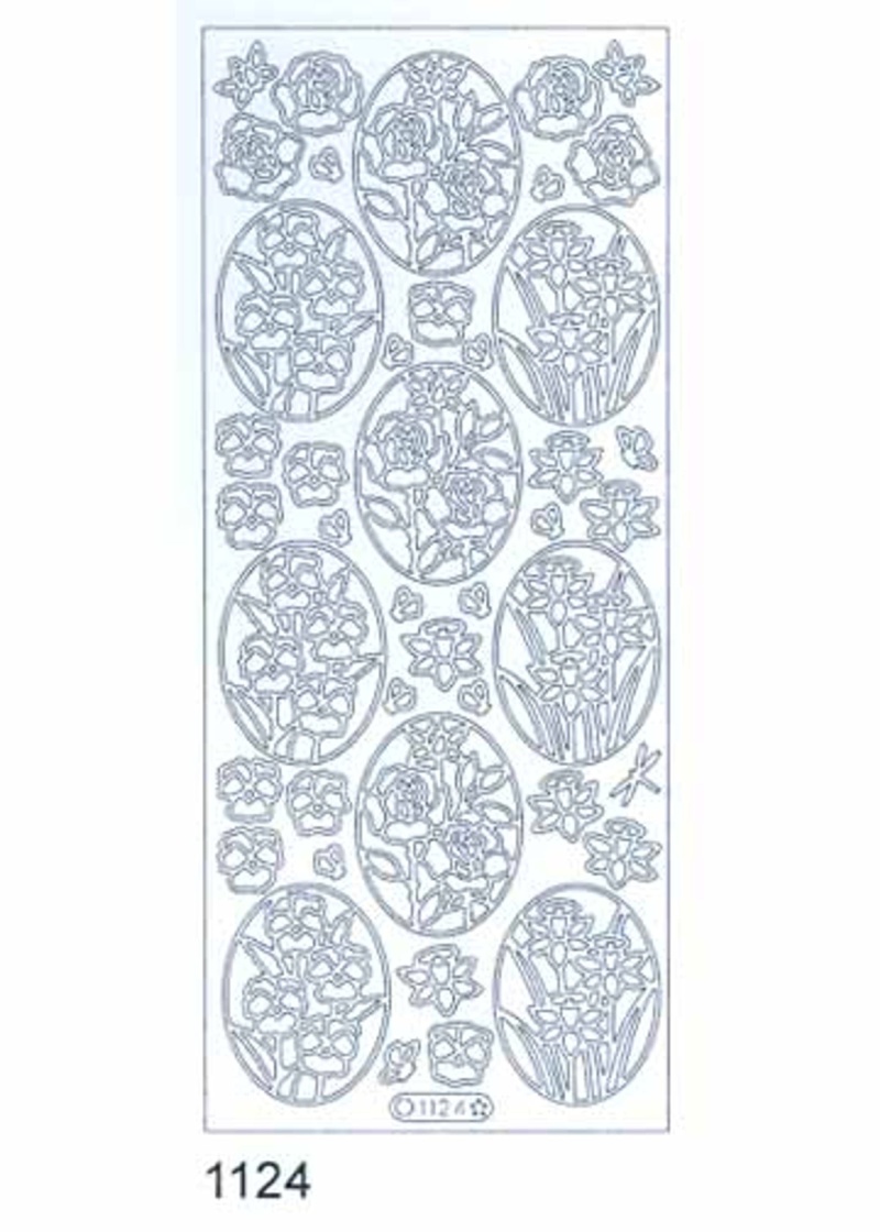 Deco Stickers - Ovals With Flowers Silver