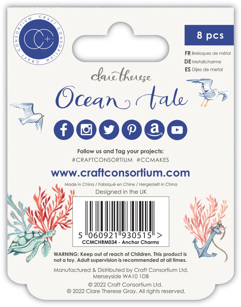 Craft Consortium Ocean Tale - Metal Charms - Anchors