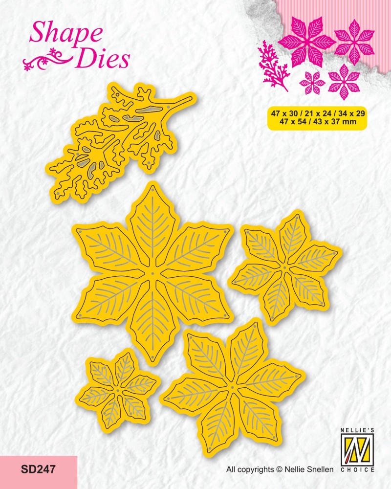 Nellie's Choice Shape Die - Christmas - Poinsettia With Branch