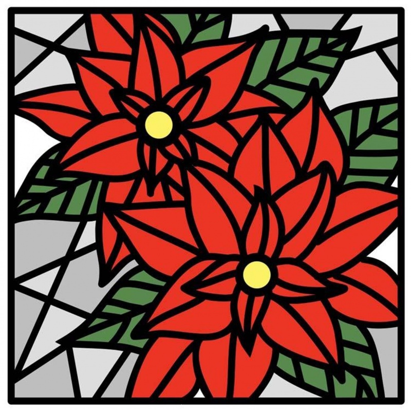 Frantic Stamper Precision Die - Poinsettia Stained-Glass Square
