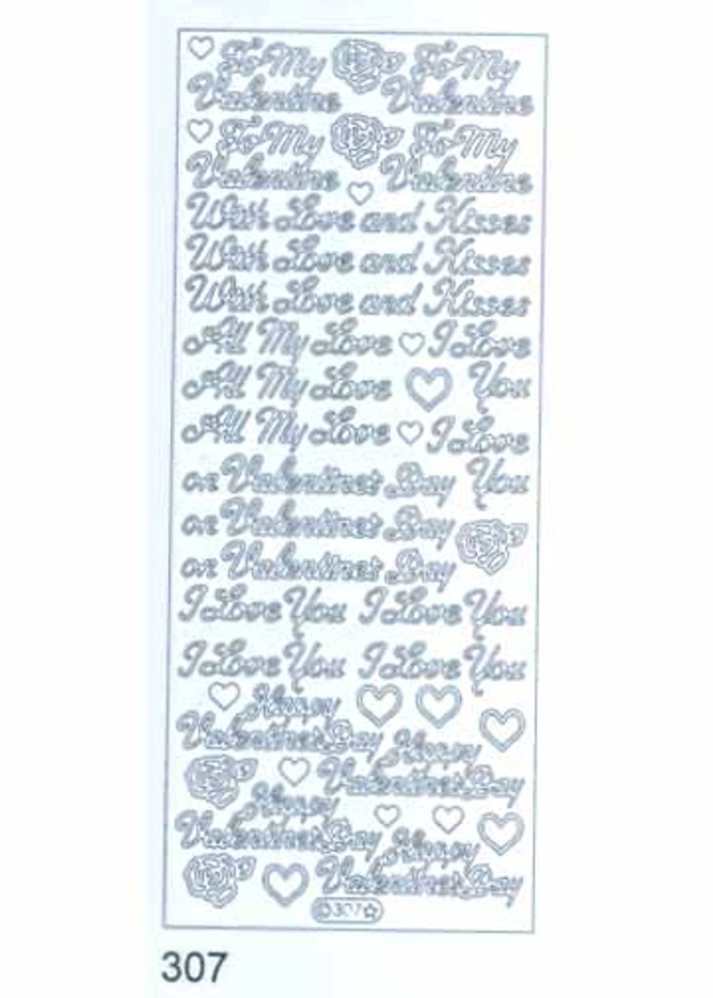 Deco Stickers - All My Love/Happy Valentines Silver