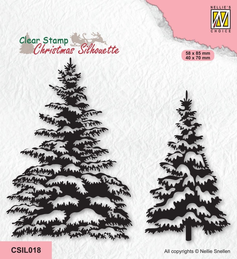 Nellie's Choice Clear Stamp Christmas Silhouette - Snowy Pine Trees