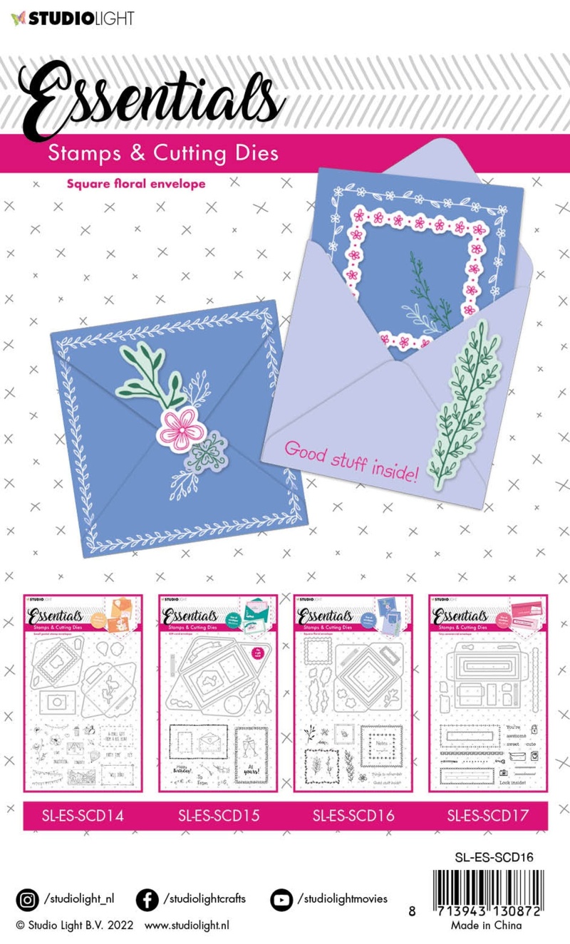 Sl Stamp & Cutting Die Square Floral Envelope Essentials 148X210x1mm 30 Pc Nr.16
