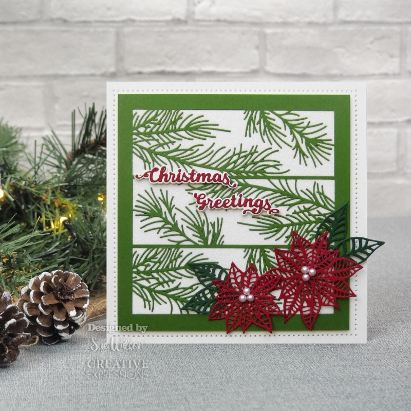 Creative Expressions Sue Wilson Festive Holly & Pine Floral Panels Craft Die