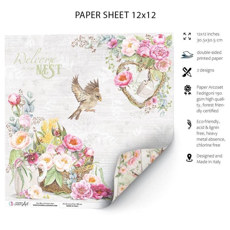 Ciao Bella Welcome To Our Nest Paper Sheet 12X12 1 Sheet
