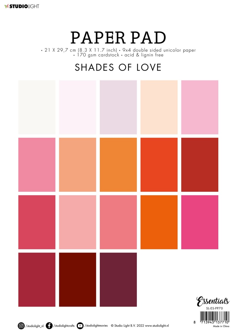 Sl Paper Pad Double Sided Unicolor Shades Of Love Essentials 210X297x9mm 36 Sh Nr.70