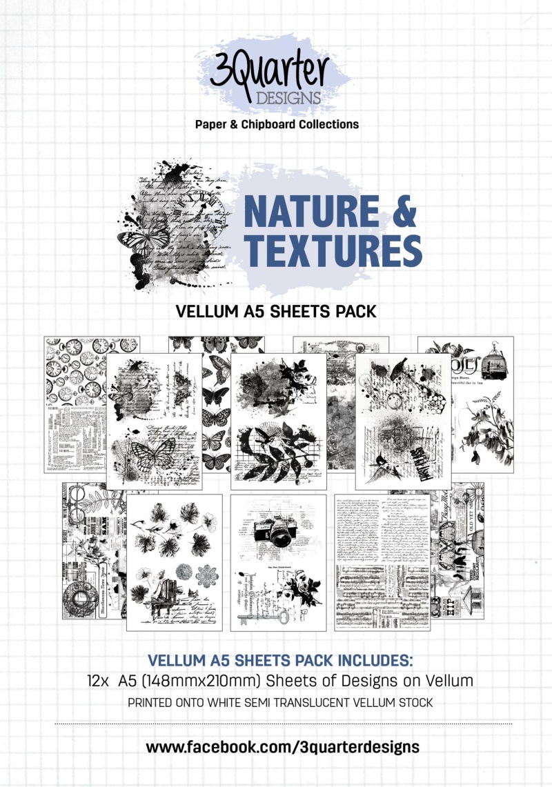 3Quarter Designs Vellum 12 Sheet Pack - Nature & Texture