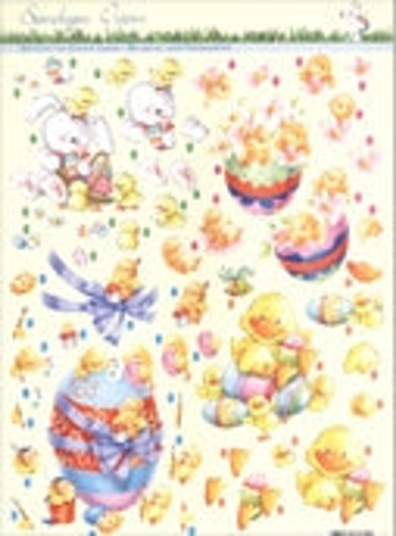 3D Precut - (2 Sheets)Easter Eggs With Chicks, Ducks And Rabbits