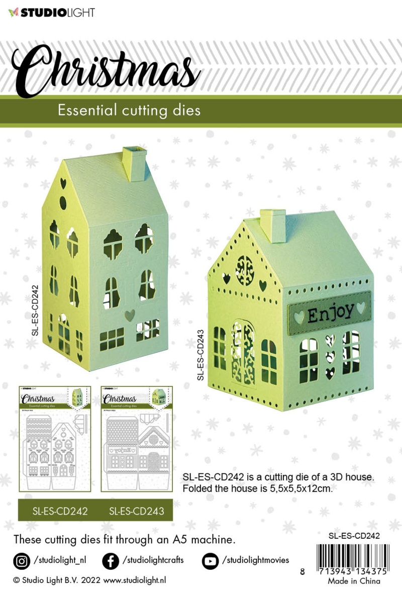 Sl Cutting Dies Christmas 3D House Love Essentials 145X169x1mm 3 Pc Nr.242