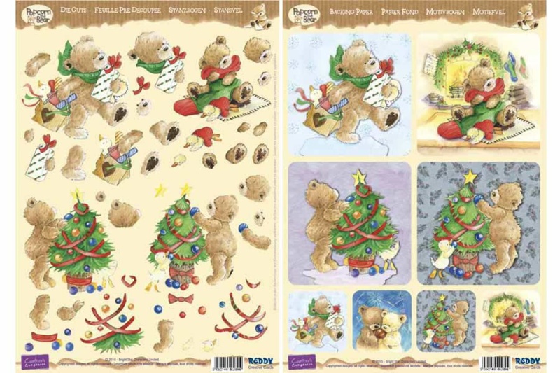 3D Precut Popcorn Bears Christmas Tree And Presents