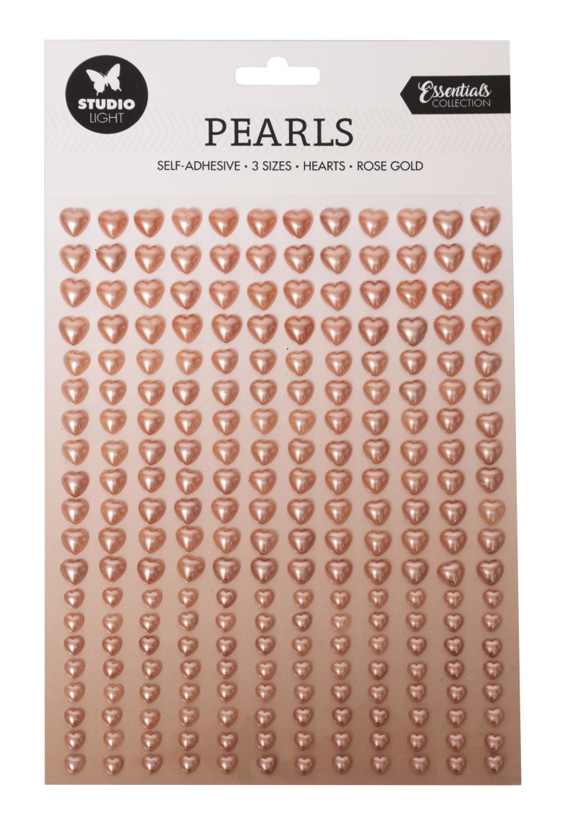 Sl Self-Adhesive Pearls Rose Gold Hearts Essentials 140X230x4mm 240 Pc Nr.06