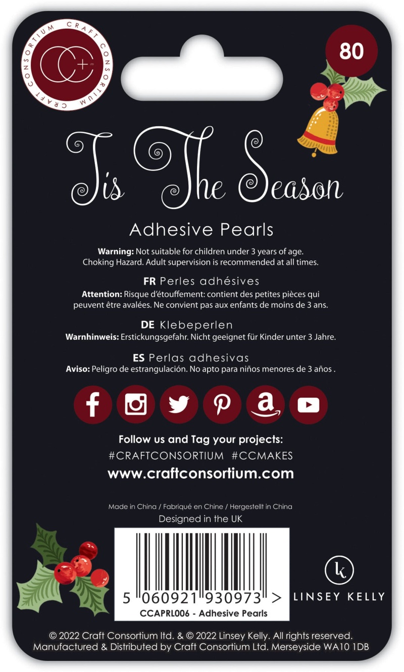 Craft Consortium Tis The Season - Adhesive Pearls