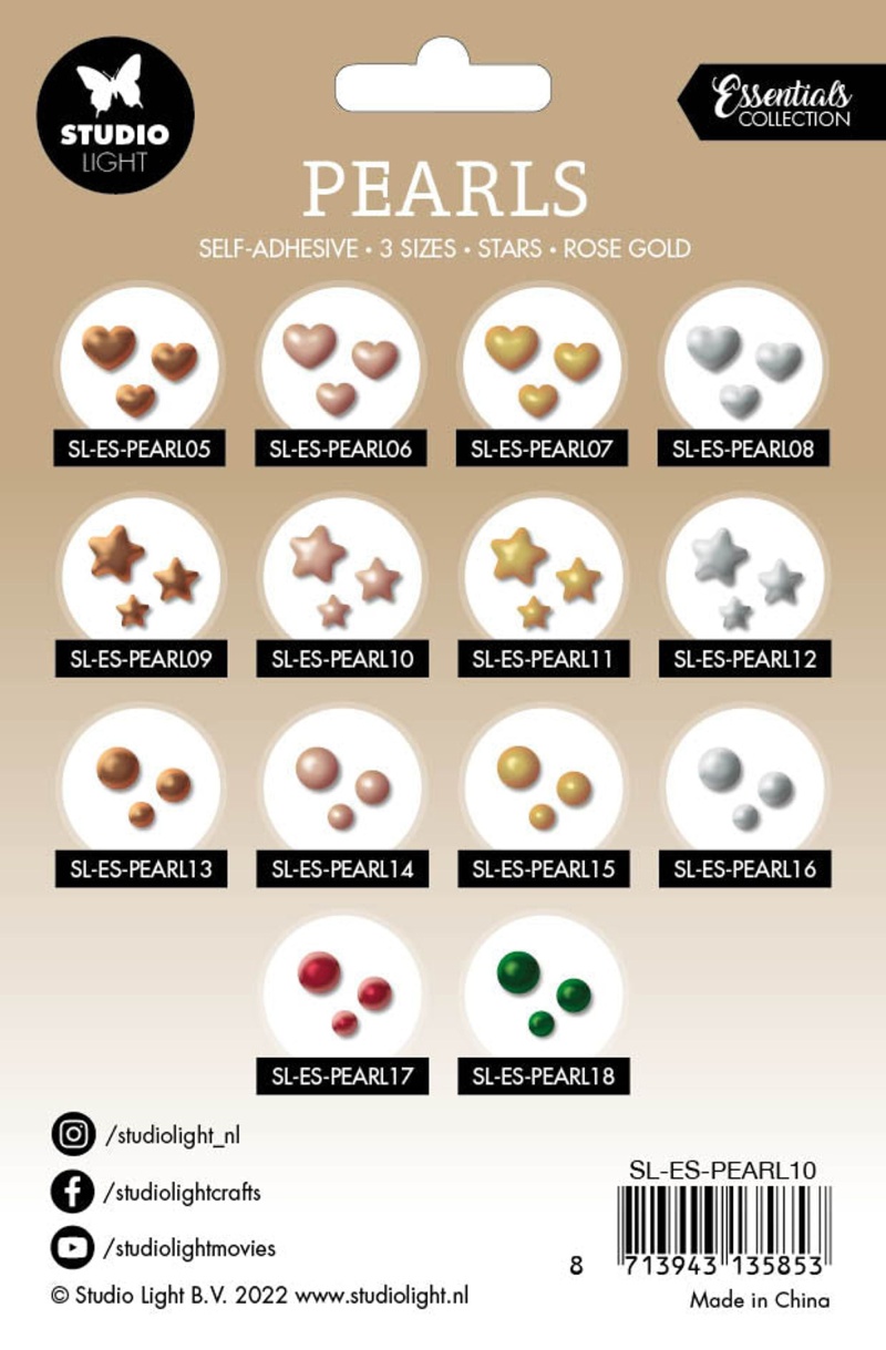 Sl Self-Adhesive Pearls Rose Gold Stars Essentials 140X230x4mm 240 Pc Nr.10