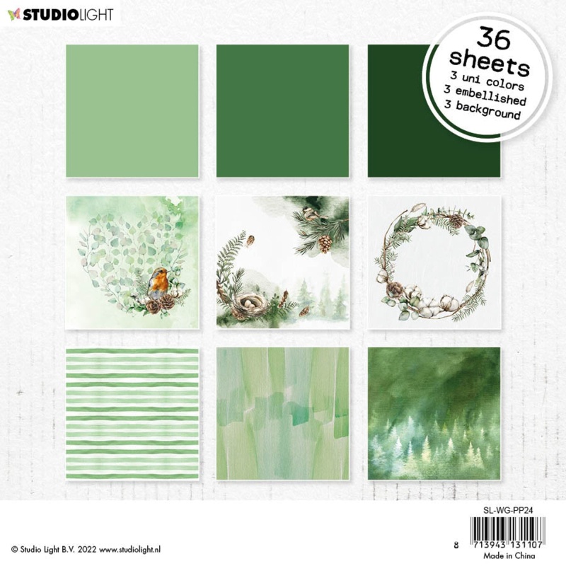 Sl Paper Pad Greens Winter Garden 152,4X152,4X9mm 36 Sh Nr. 24