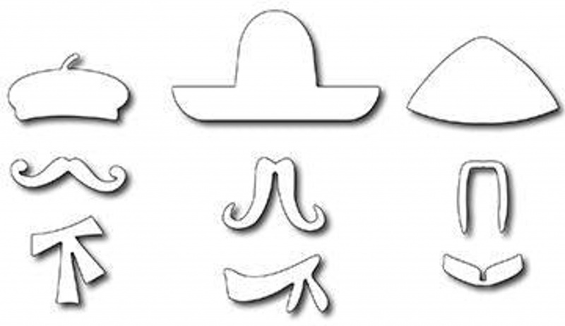 Frantic Stamper Precision Die - International Hats & Mustaches (Set Of 9 Dies)