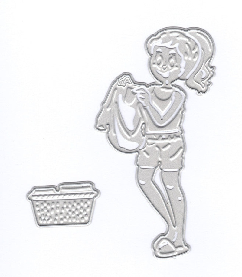 Joy Crafts Cut/Emboss/Deboss Die -3D Woman With Laundry Basket