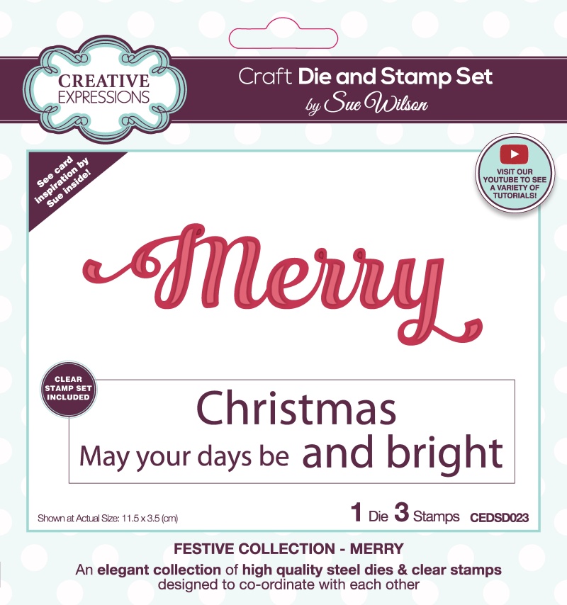 Creative Expressions Sue Wilson Merry Craft Die & Stamp Set