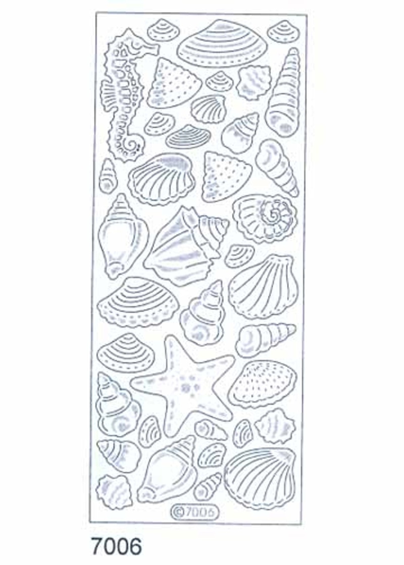 Deco Stickers - Sea Shells Transparent Glitter Silver