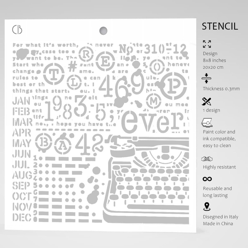 Ciao Bella Texture Stencil 8X8 Typewriting