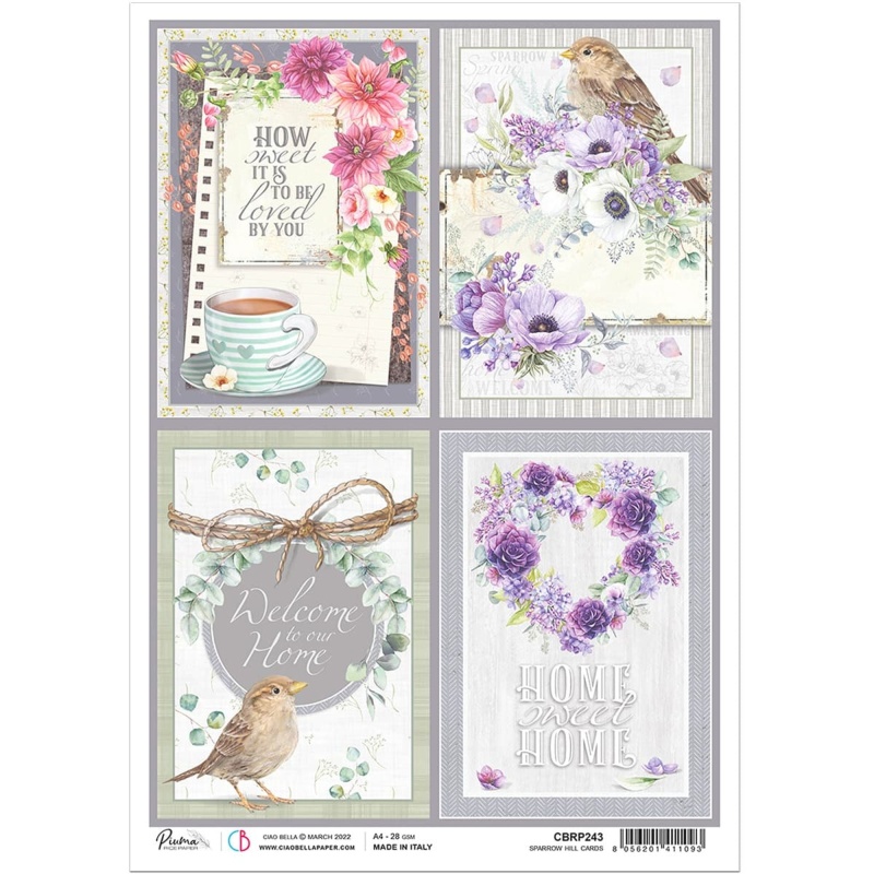 Ciao Bella Rice Paper A4 Sparrow Hill Cards