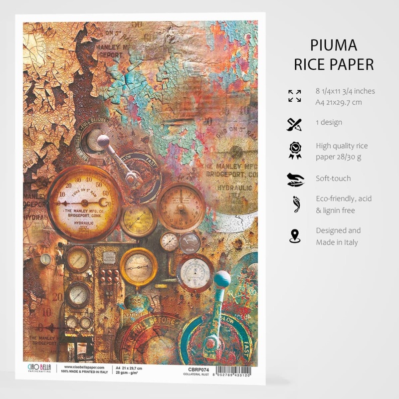 Ciao Bella Rice Paper A4 Collateral Rust