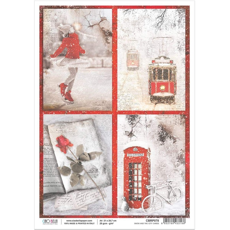 Ciao Bella Rice Paper A4 Snow And The City Cards