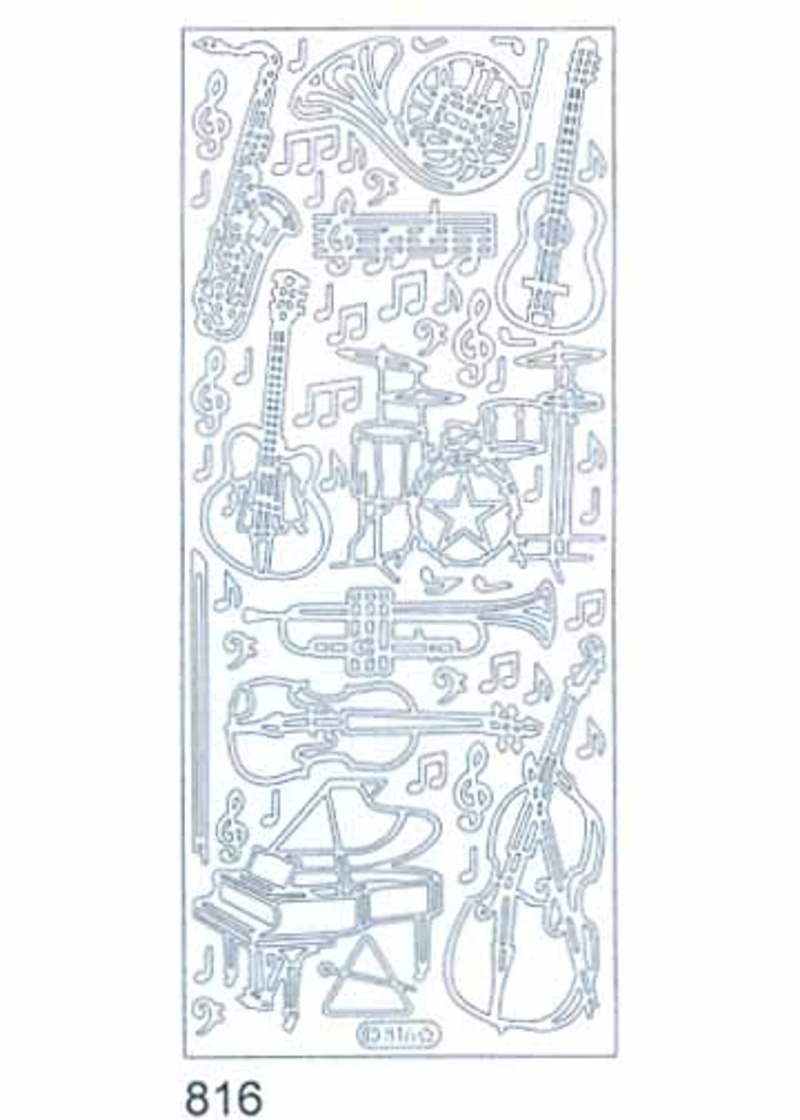 Deco Stickers - Musical Instruments Silver