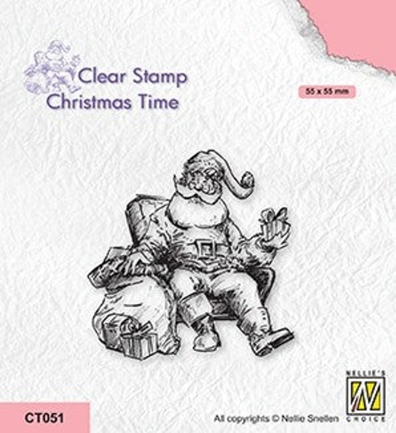 Nellie's Choice Clear Stamp - Christmas Time - Santa Claus In Lounge Chair