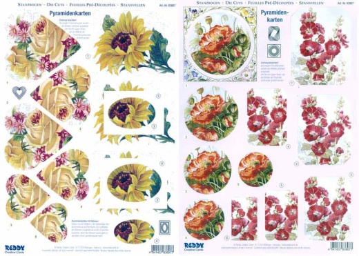 3D Precut Yellow and Red Flowers - 2 Sheets