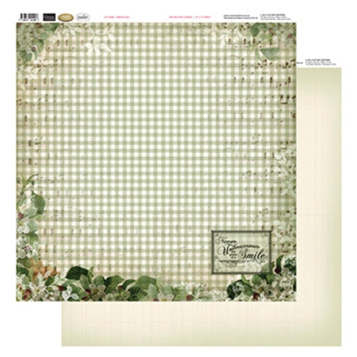 12X12 Patterned Paper - Green Plaid - Vintage Rose Collection by Couture Creations