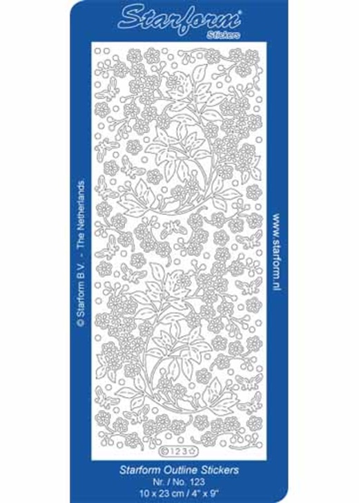 Deco Stickers - Flower Spray - Silver
