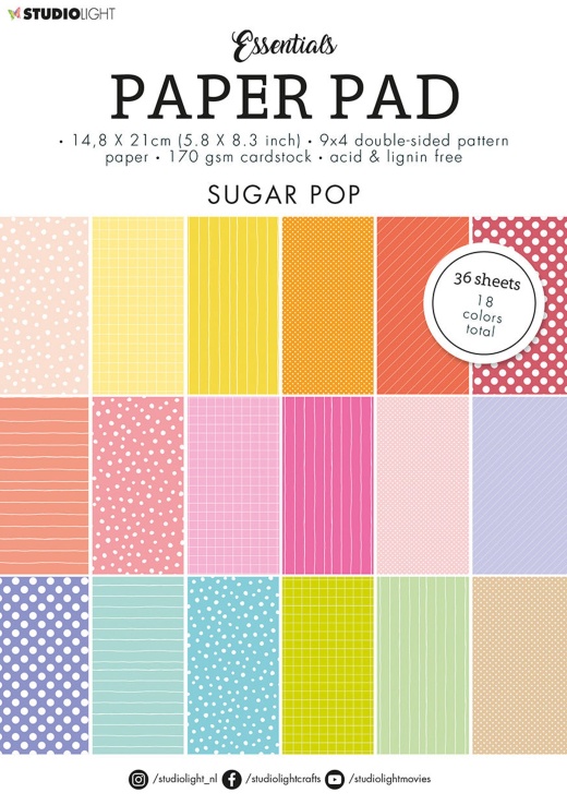 Sl Paper Pad Double Sided Unicolor Patterns Sugar Pop Essentials 210X148x9mm 36 Sh Nr.42