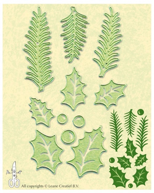 Lea'bilitie Die - Holly Leave, Pine Branches Cut And Embossing Die